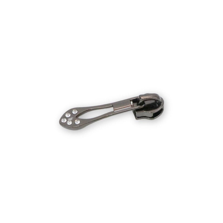 Jeweled Tip Zipper Pull- Gunmetal