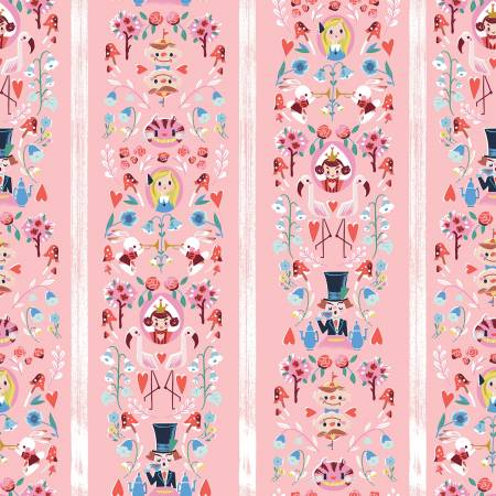 Down the Rabbit Hole: Mad Stripe-Coral (1/4 Yard)