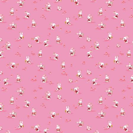 Down the Rabbit Hole: Rabbit Chase-Pink (1/4 Yard)