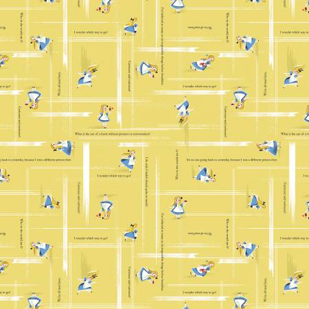 Down the Rabbit Hole: Alice Toss-Yellow (1/4 Yard)