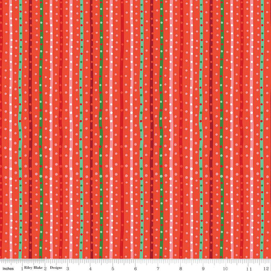 TWAS: Sugarplum Stripe-Red (1/4 Yard)