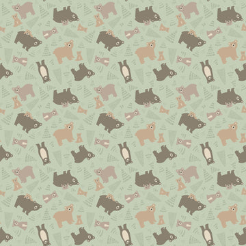 Elmer & Eloise: Bears Tea Green (1/4 Yard)