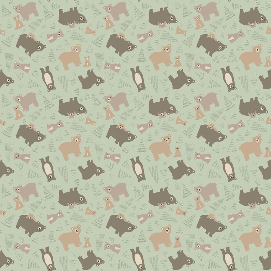 Elmer & Eloise: Bears Tea Green (1/4 Yard)