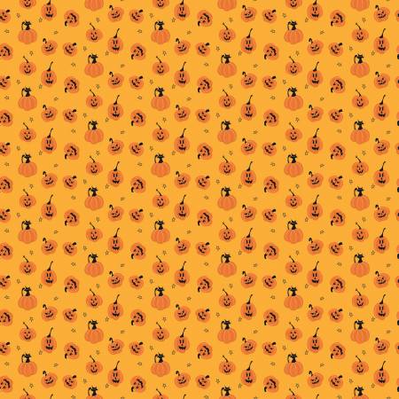Beggar's Night: Pumpkins- Gold (1/4 Yard)