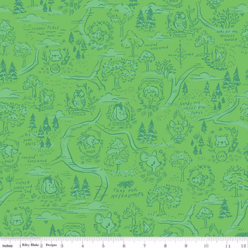 100 AKER WOODS: 100 Aker Woods Map-Green (1/4 Yard)