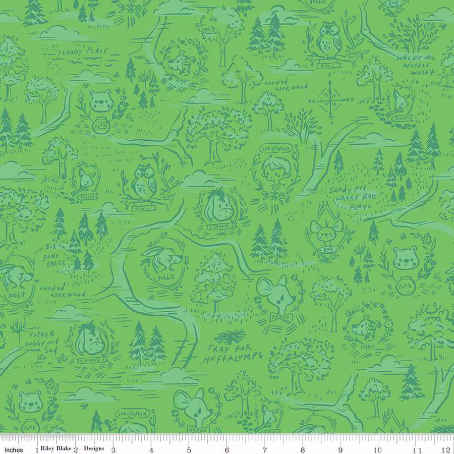 100 AKER WOODS: 100 Aker Woods Map-Green (1/4 Yard)
