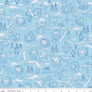 100 AKER WOODS: 100 Aker Woods Map-Sky (1/4 Yard)