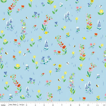 100 AKER WOODS: Picnic Meadow-Sky (1/4 Yard)