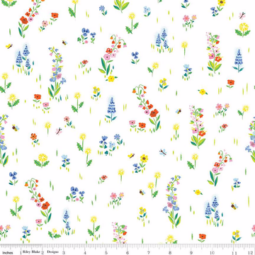 100 AKER WOODS: Picnic Meadow-White (1/4 Yard)