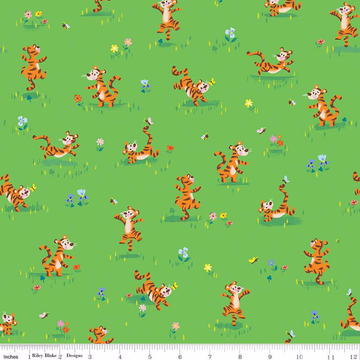 100 AKER WOODS: Tigger Bounce-Green (1/4 Yard)