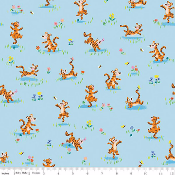 100 AKER WOODS: Tigger Bounce-Sky (1/4 Yard)
