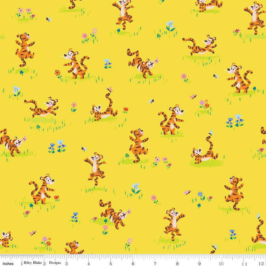 100 AKER WOODS: Tigger Bounce-Yellow (1/4 Yard)