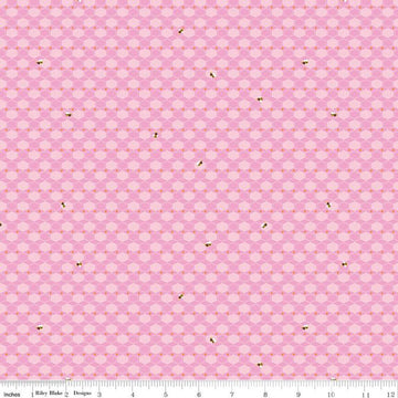 100 AKER WOODS: Honey Hex-Pink (1/4 Yard)