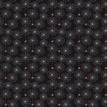 Beggar's Night: Spiderwebs- Glow in the Dark Black (1/4 Yard)
