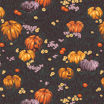 GHOSTLY & HAUNTED: Moonlight Pumpkins (1/4 Yard)