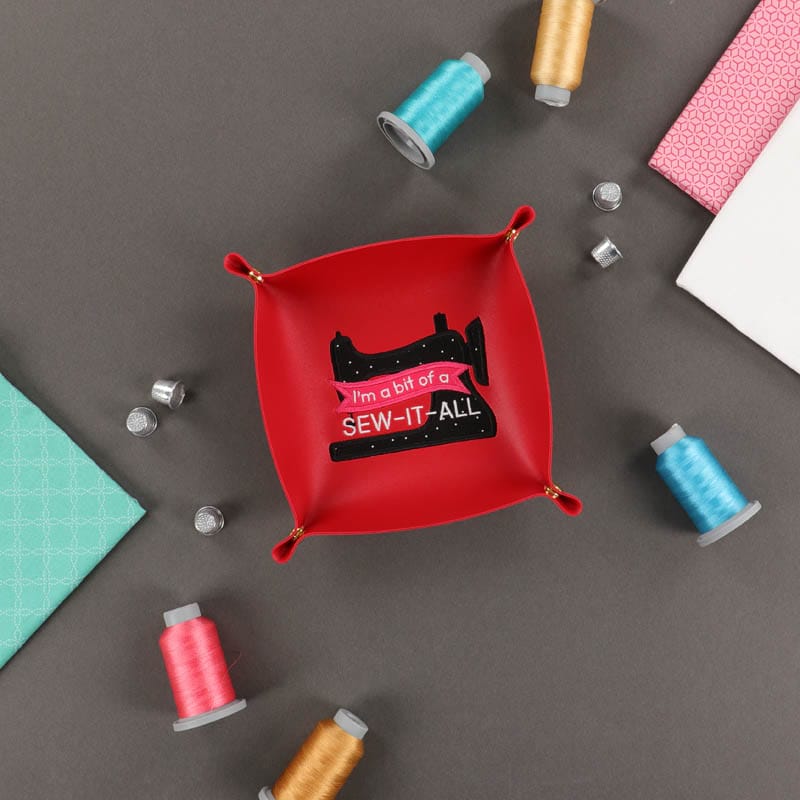 Kimberbell: Leather Snap Trays-Red and Tan