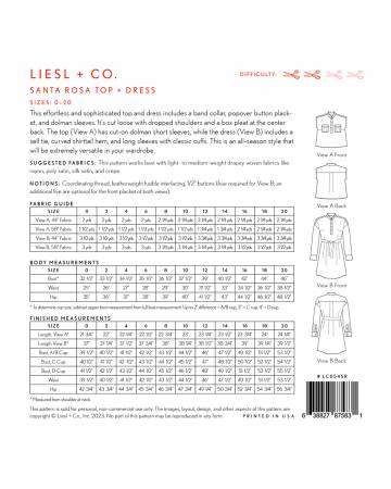 LIESL + CO: Santa Rosa Top & Dress Pattern