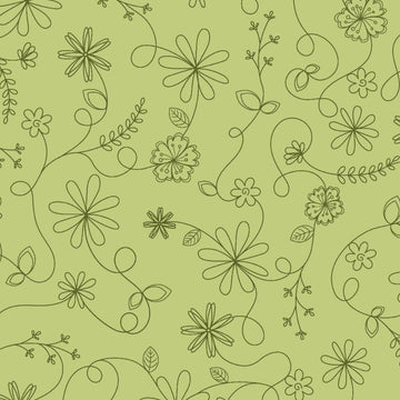 Kimberbell Basics: Swirl Floral-Green (1/4 Yard)