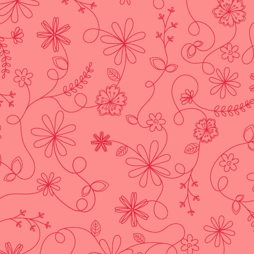 Kimberbell Basics: Swirl Floral-Peach (1/4 Yard)