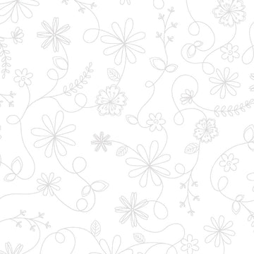 Kimberbell Basics: Swirl Floral-White/White (1/4 Yard)