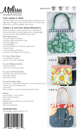 Melissa Mortenson Sewing Patterns: MARCH BAG PATTERN