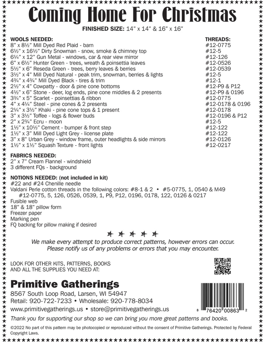 PRIMITIE GATHERINGS: Coming Home For Christmas Pattern