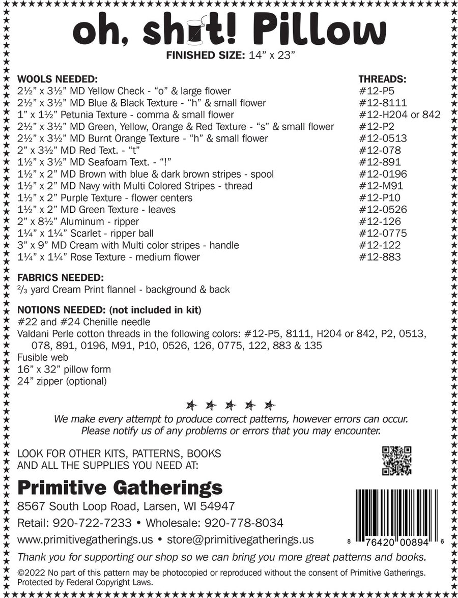 PRIMITIVE GATHERINGS: Oh, Sh!t Pillow