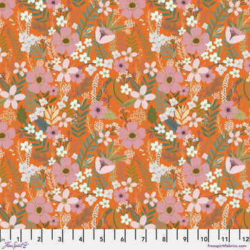 AUTUMN FRIENDS: Floral Mist-Mango (1/4 Yard)