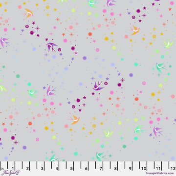 Tula Pink TRUE COLORS GRAYWORK: Fairy Dust-Fog (1/4 Yard)