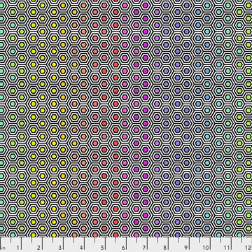 Tula Pink TRUE COLORS: Hexy Rainbow-Ink (1/4 Yard)