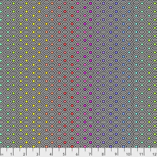 Tula Pink TRUE COLORS: Hexy Rainbow-Ink (1/4 Yard)