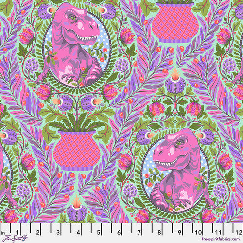 Tula Pink Roar!: Tree Rex-Mist (1/4 Yard)