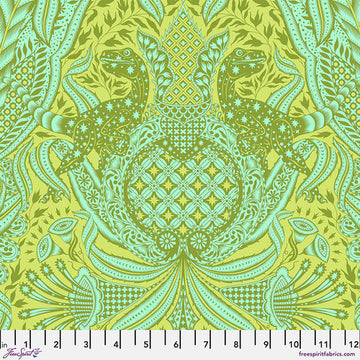 Tula Pink Roar!: Gift Rapt- Lime (1/4 Yard)