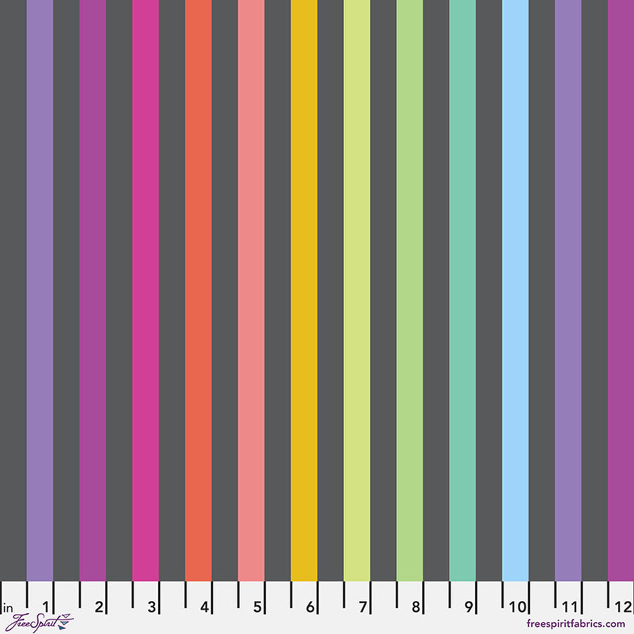 Tula Pink TRUE COLORS GRAYWORK: Disco Stripe-Carbon (1/4 Yard)