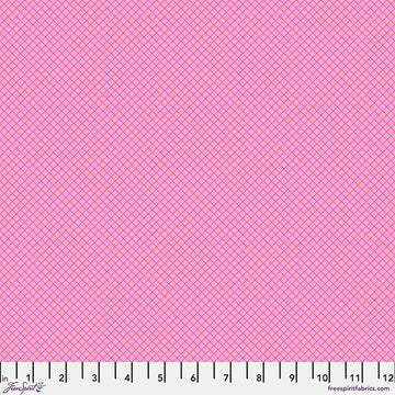 Tula Pink TRUE COLORS: On the Grid-Bubblegum (1/4 Yard)