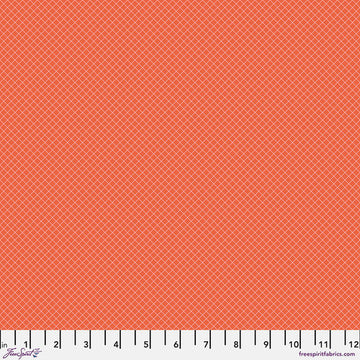 Tula Pink TRUE COLORS: On the Grid-Salmon (1/4 Yard)