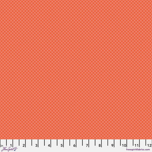 Tula Pink TRUE COLORS: On the Grid-Salmon (1/4 Yard)