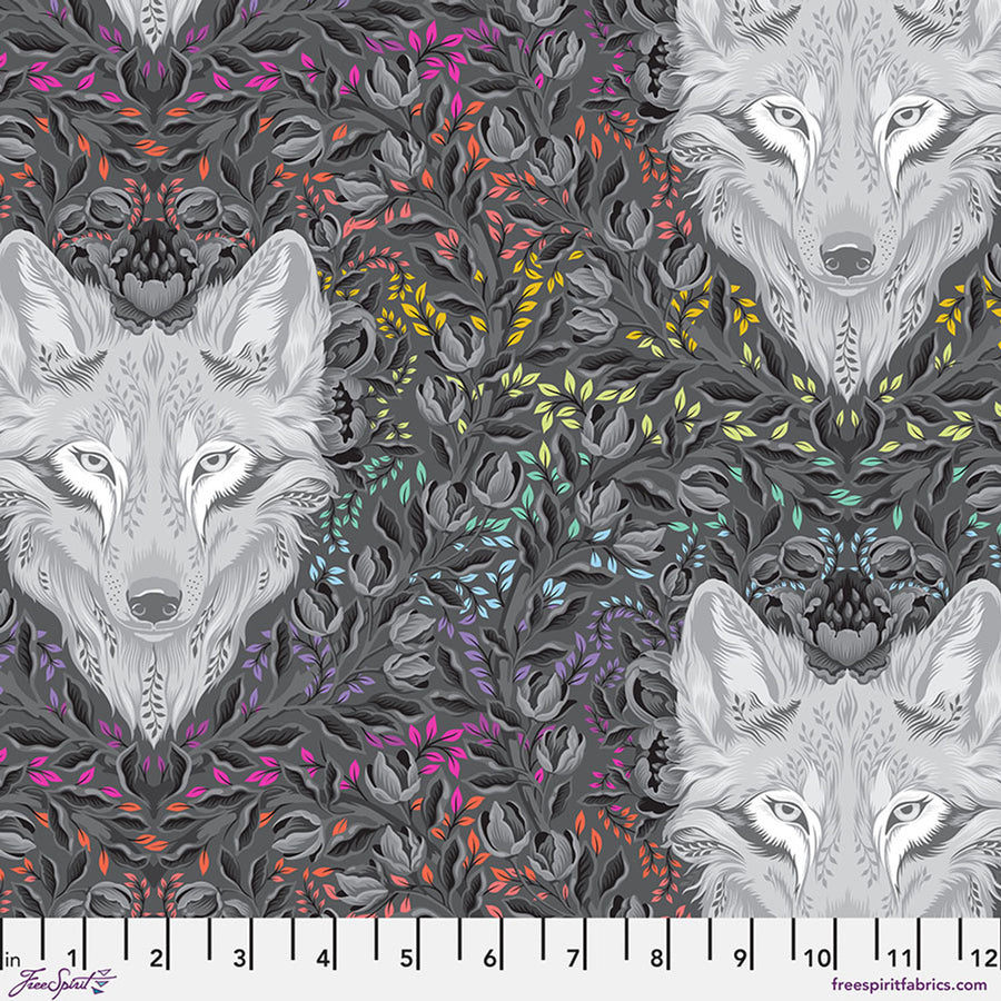 Tula Pink GRAYWORK: Wolf of Pink Street-Carbon (1/4 Yard)