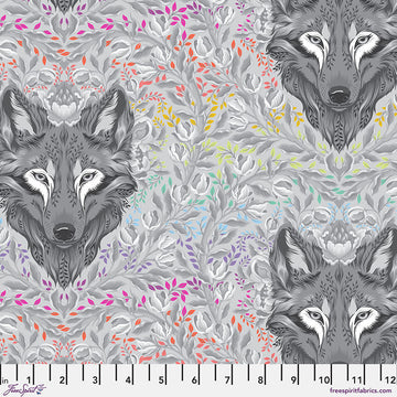 Tula Pink GRAYWORK: Wolf of Pink Street-Fog (1/4 Yard)