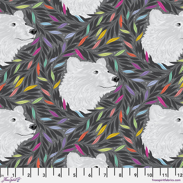 Tula Pink GRAYWORK: Just Bearly-Carbon (1/4 Yard)