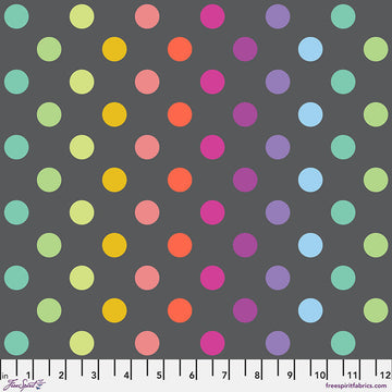 Tula Pink TRUE COLORS GRAYWORK: Disco Poms-Carbon (1/4 Yard)