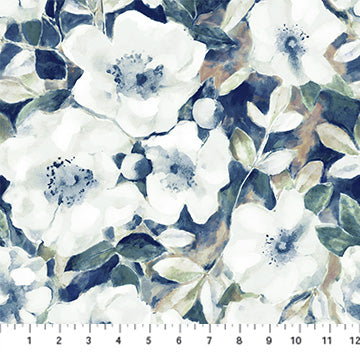 NATURAL ESSENCE: Floral-Blue (1/4 Yard)