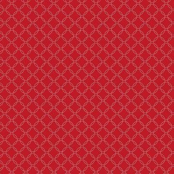 GARDEN REDWORK: Geo Dotted Circle- Red (1/4 Yard)