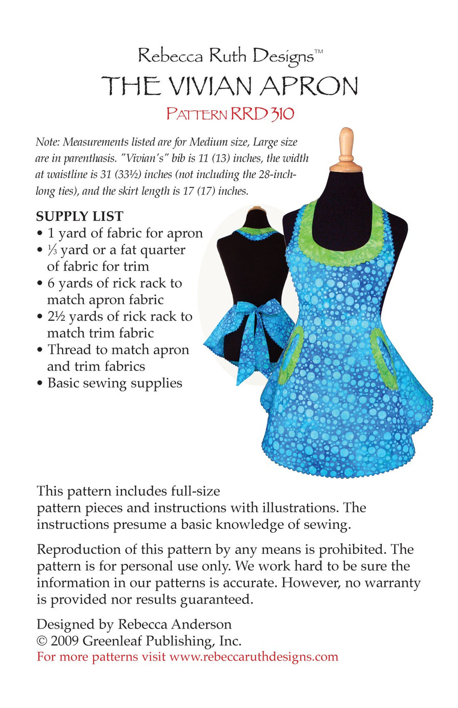 REBECCA RUTH DESIGNS: Vivian Apron