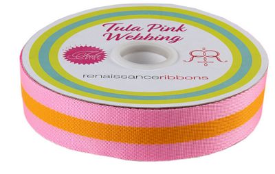 Tula Pink Webbing: 1.5 in- Orange Fizz