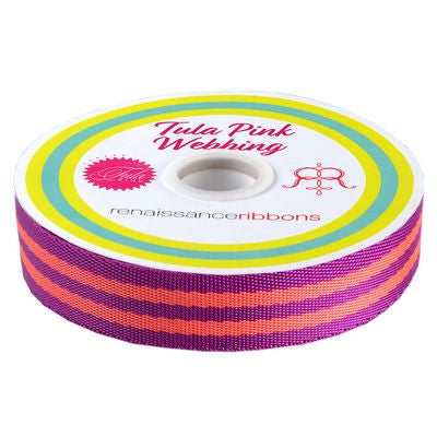 Tula Pink Webbing: 1 in- Grape Punch