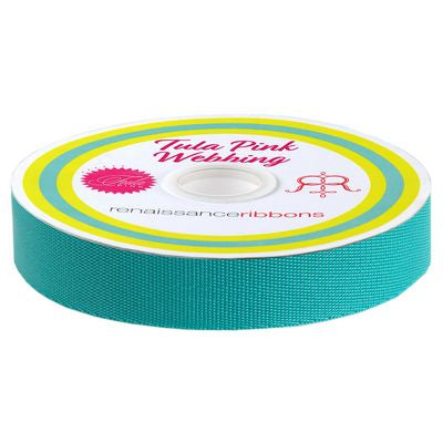 Tula Pink Webbing: 1 in- Spirit Teal