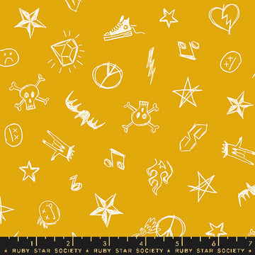 Ruby Star Society TEDDY AND THE BEARS: Groupie-Goldenrod (1/4 Yard)