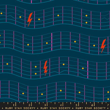 Ruby Star Society TEDDY AND THE BEARS: Fretboard-Dark Teal (1/4 Yard)