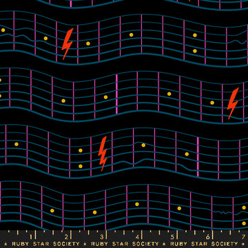 Ruby Star Society TEDDY AND THE BEARS: Fretboard-Black (1/4 Yard)